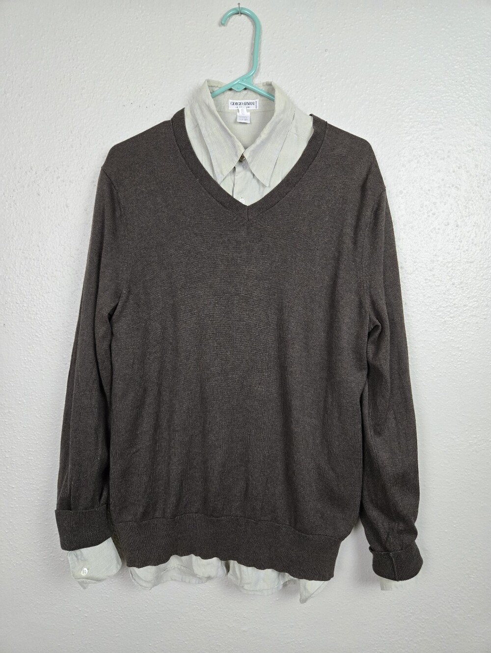 Banana Republic Mens Brown V-neck Sweater Silk Cashmere Blend